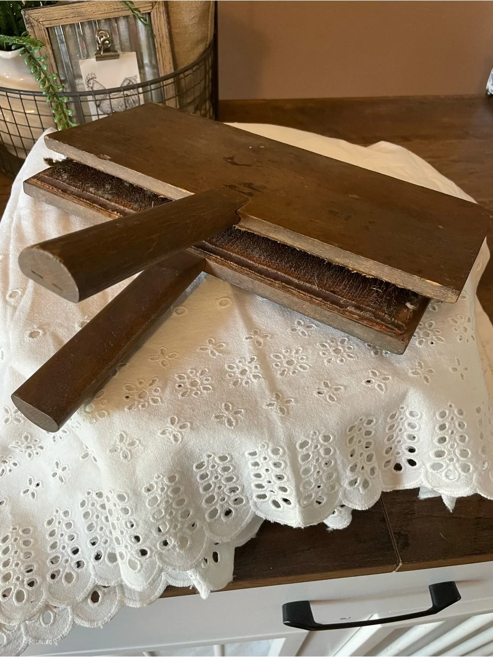 Antique Brown Wooden Carders